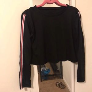 Black Striped Crop Top